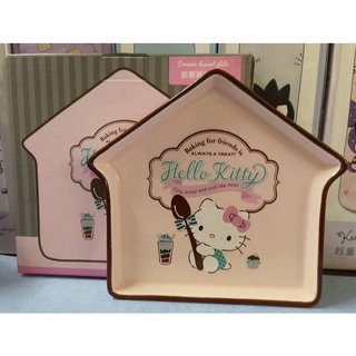 正版﹝Sanrio﹞授權※Hello Kitty 凱蒂貓※超可愛【Kitty粉紅色房屋造型】陶瓷盤子/房形盤子
