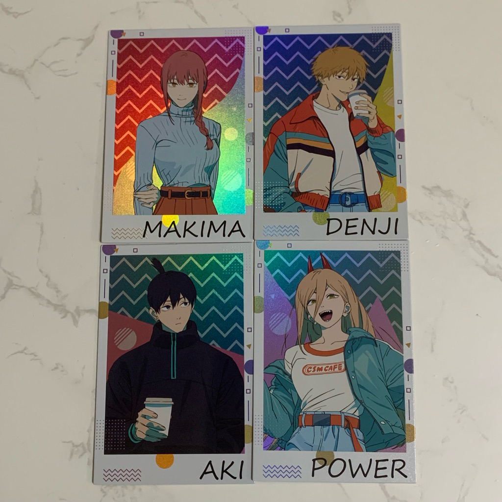 ꒰ 現貨限時降價✨ ꒱ 鏈鋸人 咖啡廳私服ver. 虹光拍立得厚卡 真紀真 瑪奇瑪 早川秋 電次 淀治 帕瓦