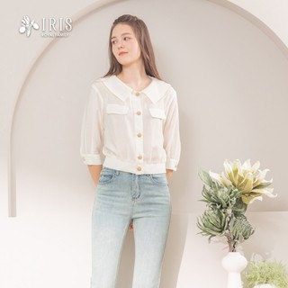 IRIS 艾莉詩 清新雙層領開襟上衣-淺米白 52169