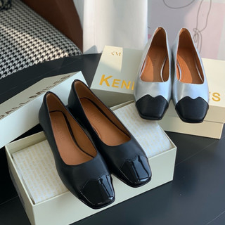 【shoes鞋魔】義大利正品KENDALL MILES女鞋 內外全真皮 25秋季新款簡約淺口女單鞋 小香風復古方頭平底鞋