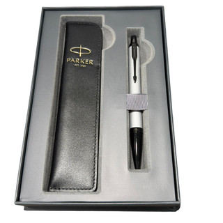 PARKER 派克 IM系列內斂灰原子筆 真皮筆套禮盒