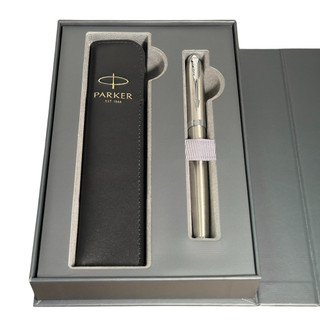 PARKER 派克 IM鋼桿白夾鋼珠筆 真皮筆套禮盒