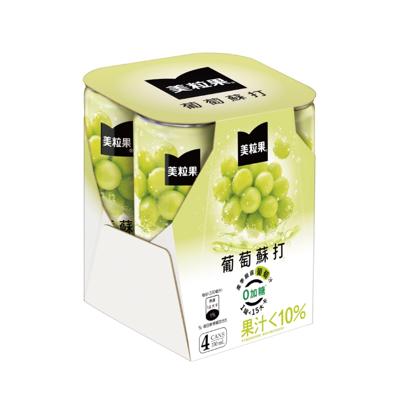 美粒果 零加糖葡萄蘇打 330ml x 4【家樂福】