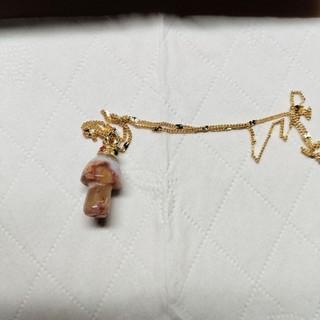 【櫻花瑪瑙】蘑菇皇冠項鍊 蘑菇高21.7mm