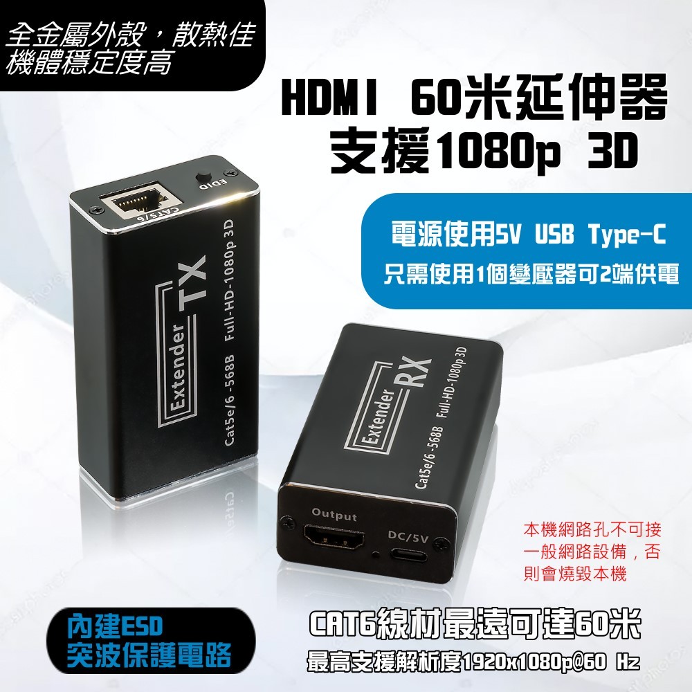 台灣現貨 含稅 60米 HDMI 轉網路線 LOOP 1進2出 延伸器 延長器 可加購HDMI線