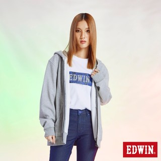 EDWIN 男款 日落LOGO連帽拉T外套(銀灰色)