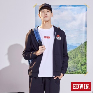 EDWIN 男款 日落LOGO連帽外套(黑色)