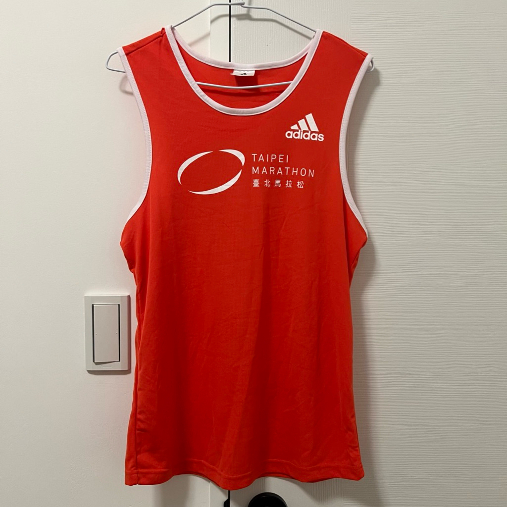 Adidas 愛迪達 亮橘色台北馬拉松 台北馬背心  運動背心