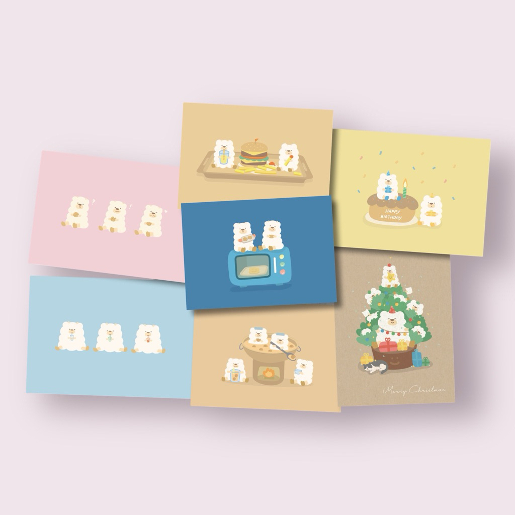 原創插畫生日卡明信片｜可愛療癒風賀卡｜手帳拼貼・送禮小卡