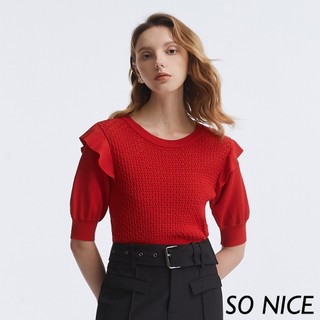 SO NICE【特惠】氣質緹花針織上衣｜都會時尚女裝【93340007】