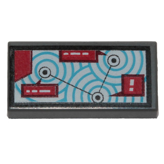 LEGO 樂高 深灰色 印刷 平板 Tile 1x2 Map Blue Circles 3069bpb648