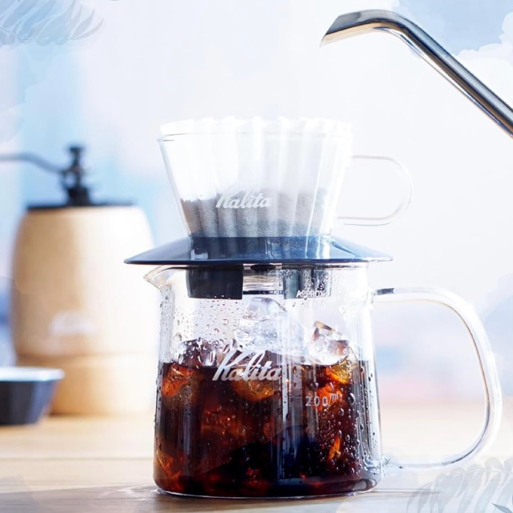 【日本 Kalita】185 蛋糕濾杯 + 450ml 刻度玻璃壺(馬克杯兩用) 耐熱玻璃 + 50入蛋糕濾紙 超值組合