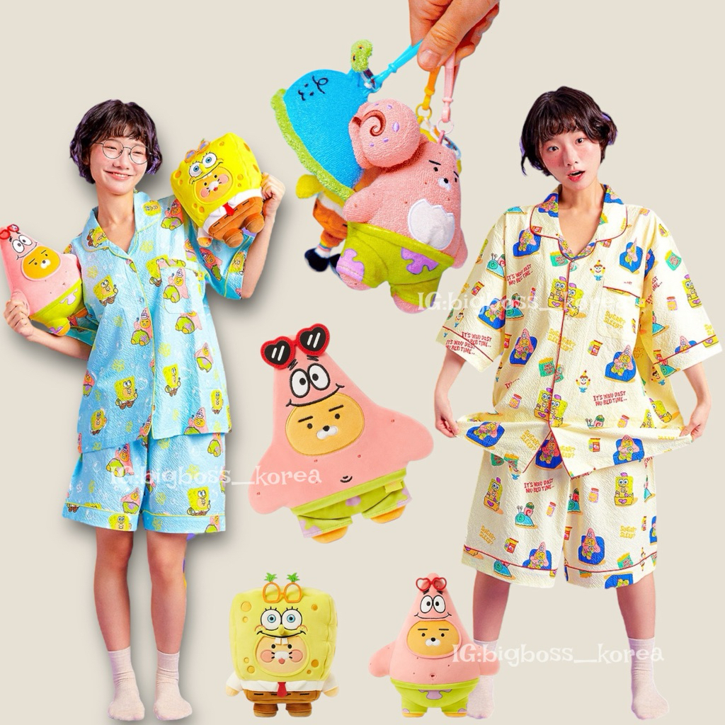現貨 𝒃𝒊𝒈𝒃𝒐𝒔𝒔ᵏᵒʳᵉᵃ 韓國正品 KAKAO FRIENDS 🇰🇷 海綿寶寶 抱枕 娃娃吊飾 收納包 耳機殼