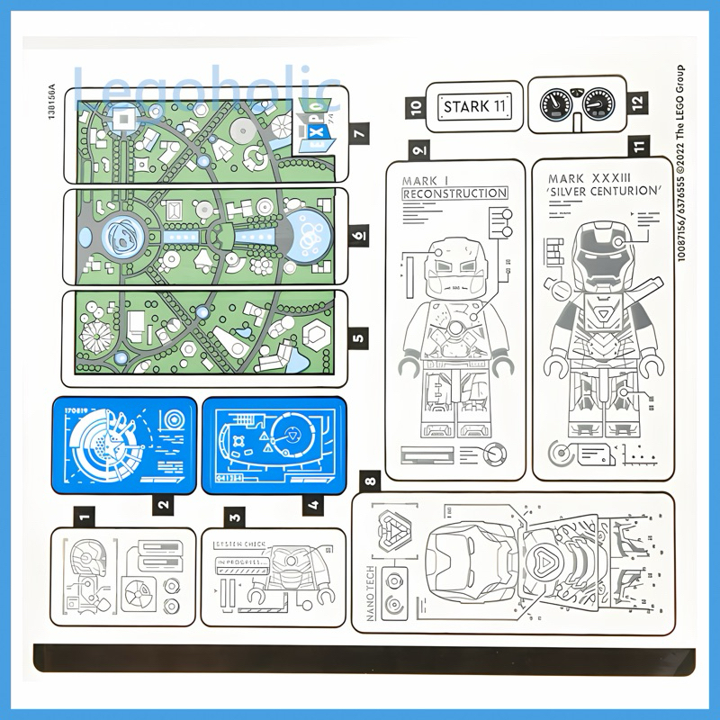 LEGO 樂高 76216 史塔克 實驗室貼紙 全新品, ( 鋼鐵人 格納庫 裝甲庫 漫威 配件 )