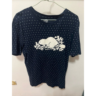 近新* Roots 深藍色上衣 男裝短袖t shirt Size:L 短袖