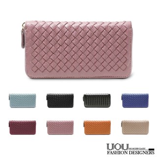 ＊UOU精品＊韓款女用手工編織長款卡包錢包皮夾多功能小包拉鏈置物包【kr208】