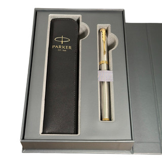 PARKER 派克 IM鋼桿金夾鋼珠筆 真皮筆套禮盒