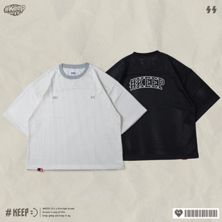 #KEEP MESH JERSEY 奶油白色 黑色 印花 休閒 運動 透氣 短T 網眼球衣【KS309】