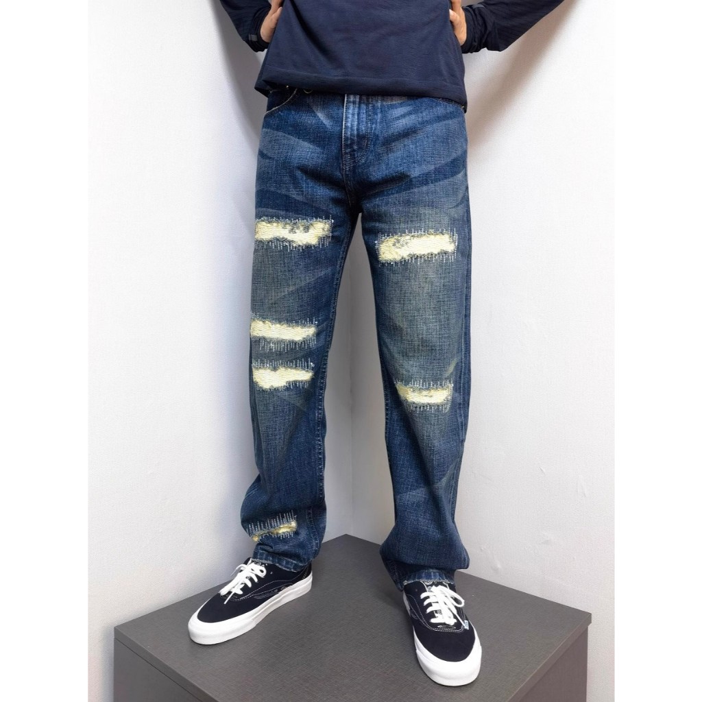 Fenom藤原浩C7C8風格Crush水洗赤耳丹寧破壞直筒寬鬆14oz牛仔褲(非Levis/Lee/EDWIN/DIES