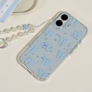 𝟐𝑫𝑨𝒀𝑺.𝒍𝒂𝒃｜透藍蝴蝶結亮片 防摔手機殼 適用 iPhone 13/14/15/16 Pro Max 手機殼