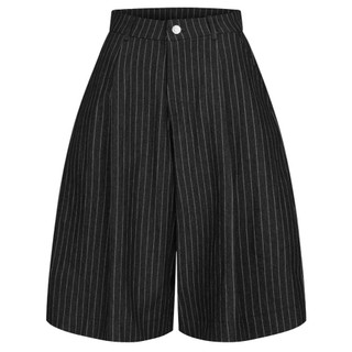 ✮PUSH PUSH PINSTRIPE JORT 條紋 打褶 牛仔 七分寬褲 - 黑色/藍色