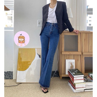 《ONI韓系服飾》9096（Ay）高腰彈力顯瘦牛仔喇叭褲 有彈性 喇叭牛仔 牛仔褲 女裝