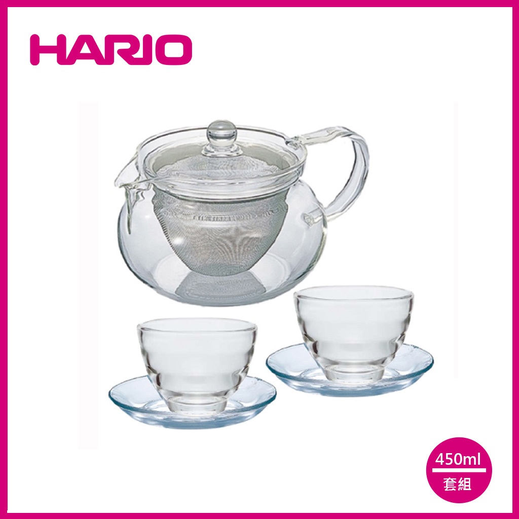 【HARIO】CHJMN-HU-2 茶茶急須丸形一壺二杯禮盒 / 茶茶急須 / 玻璃茶壺 / 耐熱玻璃/ 禮盒組