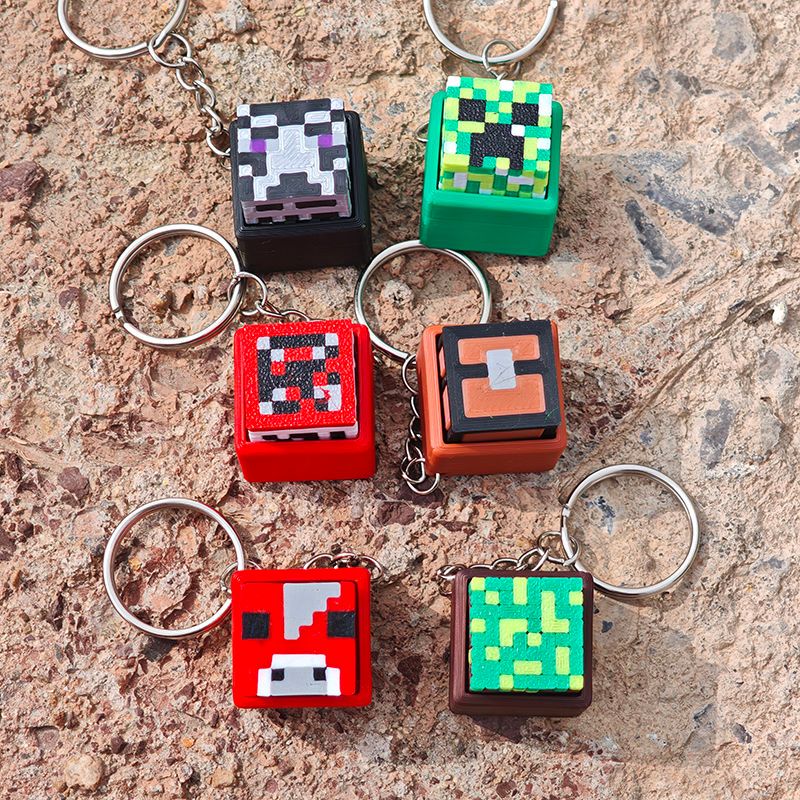 台現免運【Minecraft 我的世界】青軸按鍵 鑰匙圈｜真青軸手感｜苦力怕 / TNT / 終界使者造型