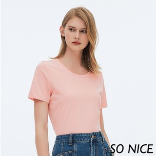 SO NICE【特惠】圓領冰瓷棉上衣｜白/黑/粉/綠/黃/淺藍/桃粉｜小冰T系列｜都會時尚女裝【65331018】