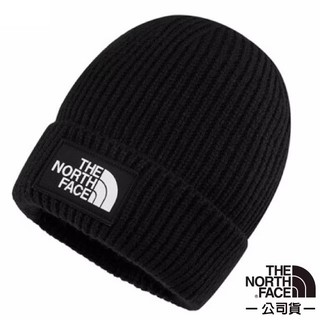 【北臉 The North Face】LOGO BOX CUFFED BEANIE 保暖遮耳 針織帽 毛帽 3FJX 黑
