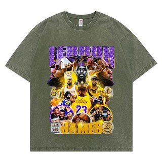 Lebron James 勒布朗 詹姆斯 樂邦 湖人隊 美式水洗oversize短袖做舊落肩 歐美風 街頭復古 短袖t恤