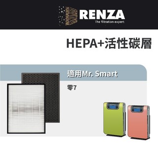 RENZA濾網 適用 Mr. Smart 聰明先生 零.7 雙頻雙核心空氣清淨機 HEPA+活性碳濾網 MRSMART