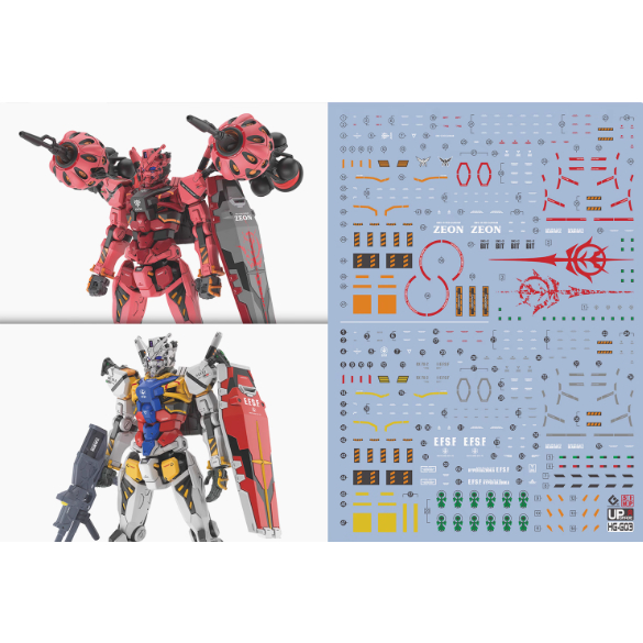 HG-GQ03 紅+白鋼彈 紅鋼彈 夏亞 鋼彈G誇克斯 白鋼彈 RX78 螢光 EVO水貼