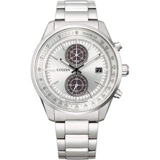CITIZEN星辰 Chronograph系列 光動能雙眼計時不鏽鋼腕錶 日期顯示 100米防水 CA7030-97A