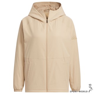 Adidas 連帽外套 女裝 內裡抓絨 卡其【運動世界】JM8813