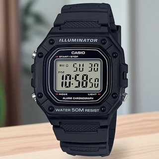錶流行 CASIO (W-218H-1A) LED照明 防水50米 數位電子錶 當兵 運動必備