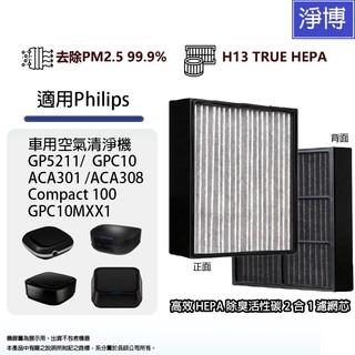適用於Philips飛利浦車用空氣清淨機GP5211/GPC10/ ACA301/ ACA308 濾網HEPA