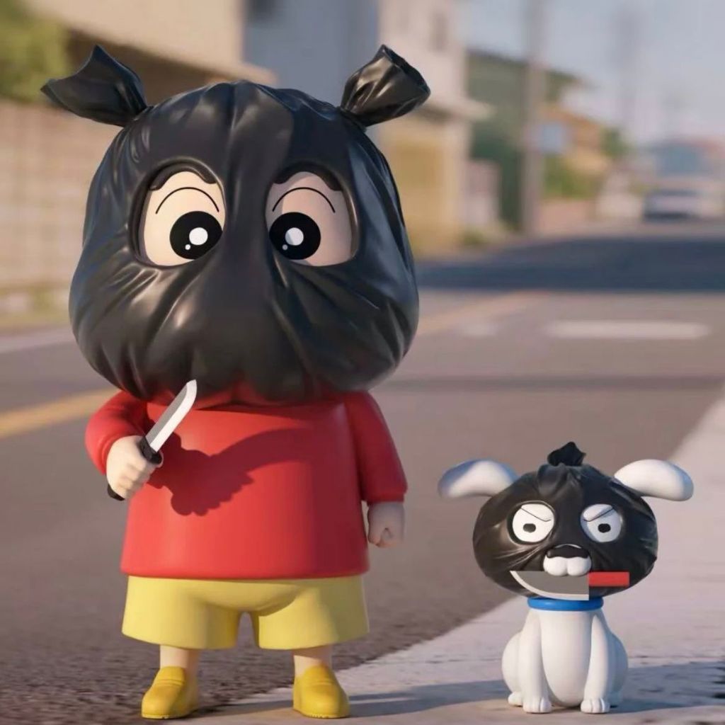 免運🔥蠟筆小新打劫手辦 小新小白打劫手辦 蒙面蠟筆小新打劫公仔 蠟筆小新周邊可愛玩偶 桌面擺件創意玩偶 生日禮物交換禮物