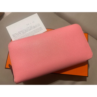 Hermes 粉色 silk 長夾 9成新