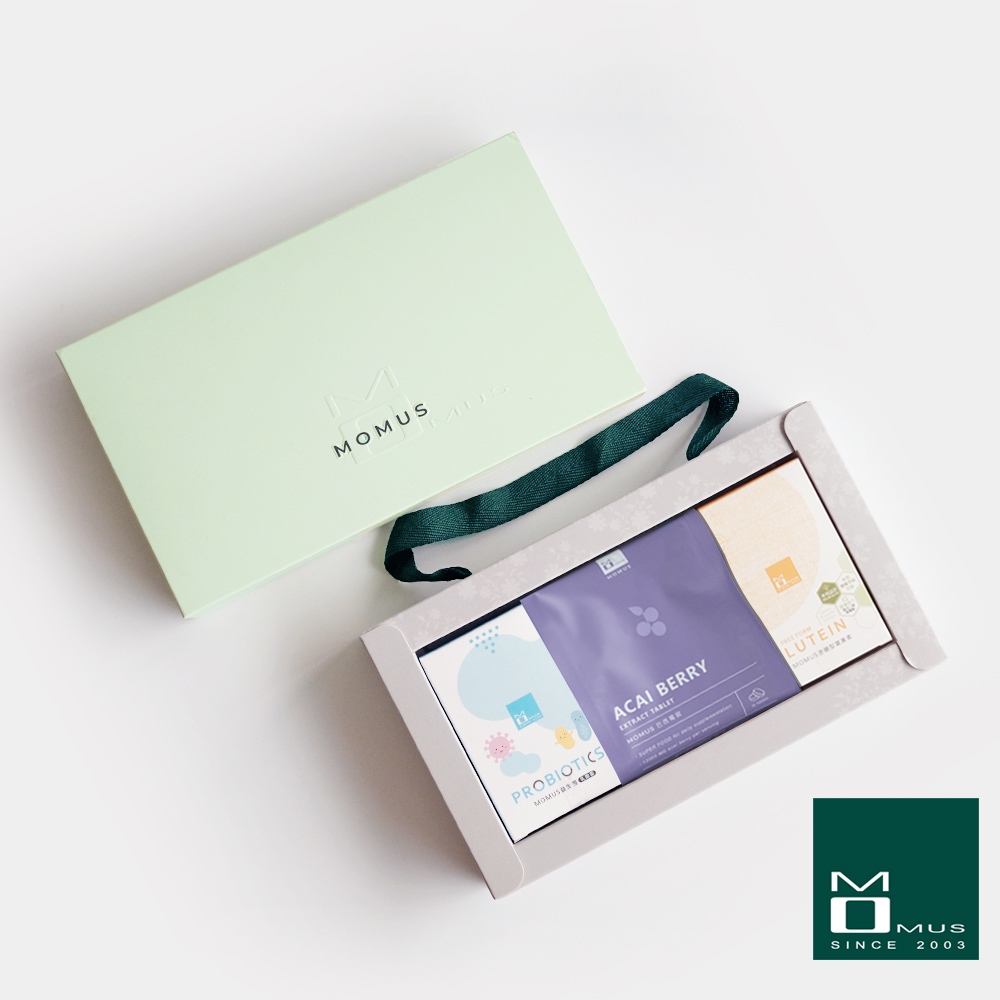MOMUS 保健禮盒組 - 益生菌 / 葉黃素 / 巴西莓．健康獻禮