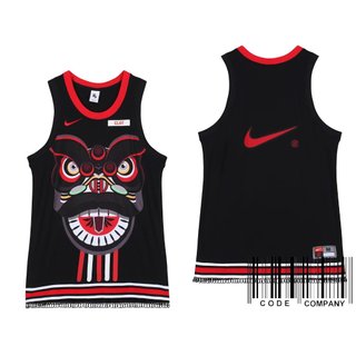 =CodE= NIKE NRG JERSEY X CLOT 針織彈性流蘇球衣(黑紅)CK0094-010 中國舞獅 限量