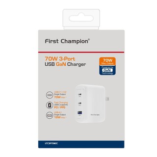 First Champion 70W USB-C GaN 充電器 - UTC3P70W2C