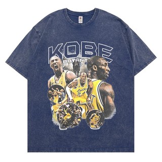科比 kobe Bryant 柯比 黑曼巴 重磅oversize水洗做舊t恤男短袖美式復古蠟染純棉寬松圓領男
