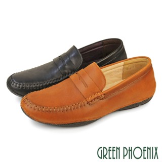 【GREEN PHOENIX 波兒德】男 休閒皮鞋 樂福鞋 懶人鞋 真皮 吸震減壓T12-10003