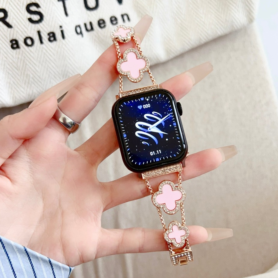 四葉草 金屬錶帶 Apple watch 錶帶 適用iwatch 10代 ultra 9/8765 se/S10 手錶帶
