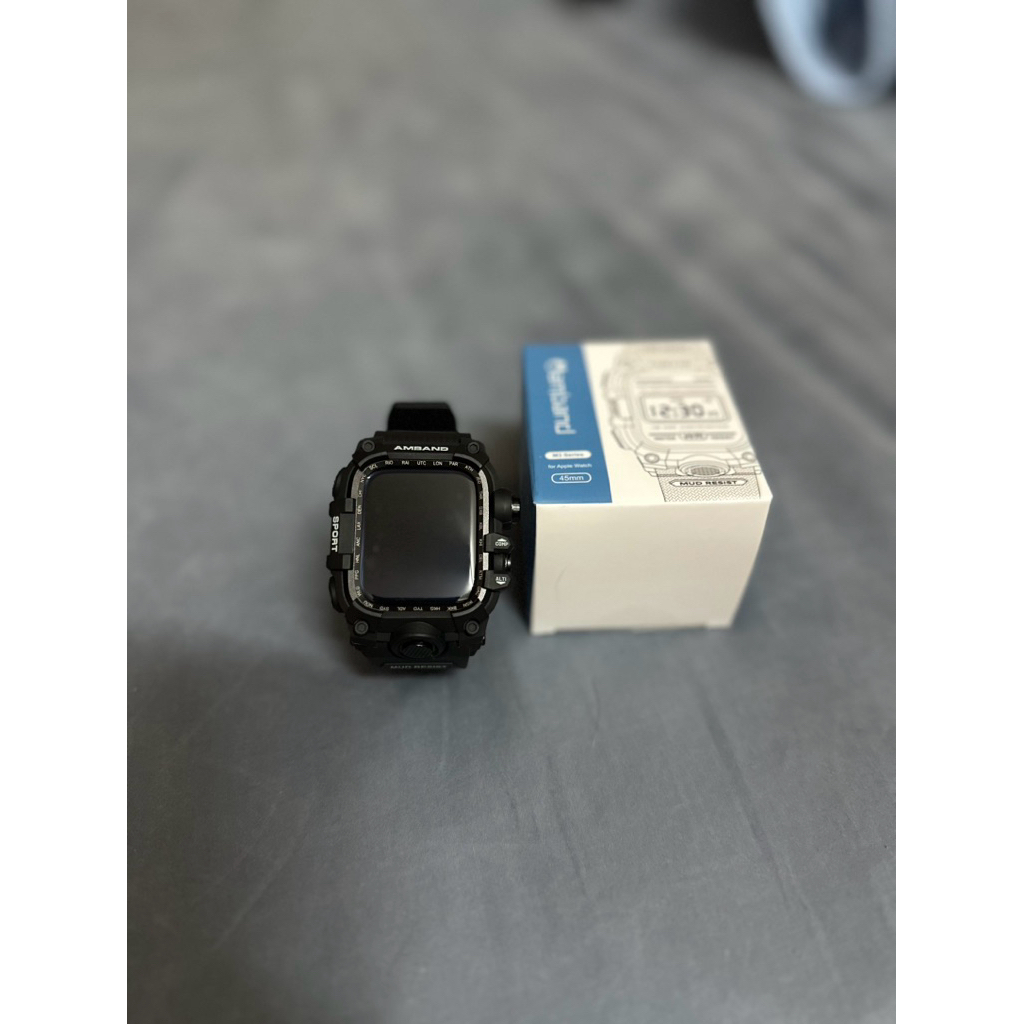 Amband M3 軍規一體式Apple Watch 45mm 黑色保護殼錶帶