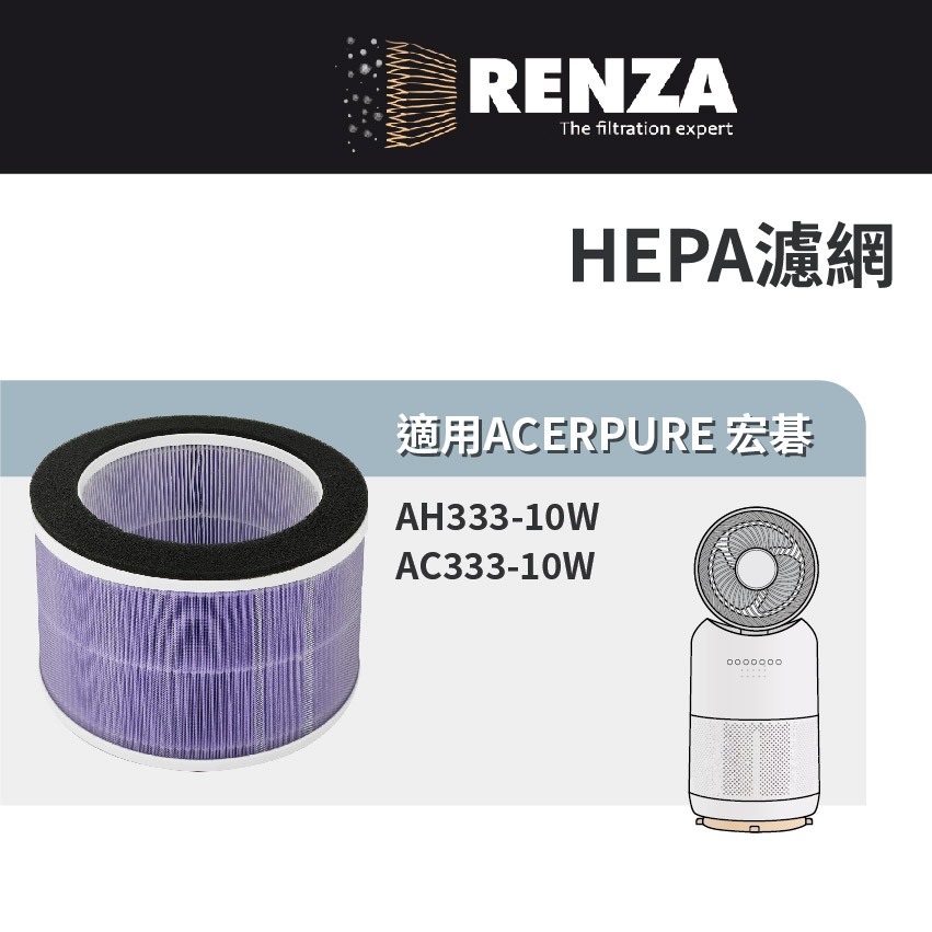 適用 Acer 宏碁 AH333-10W AC333-10W 涼淨爐 四合一涼暖空氣循環清淨機  HEPA濾網 濾芯
