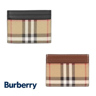 Burberry Vintage 格紋拼皮革卡片夾 棕色及黑色可選