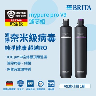 德國BRITA mypure pro V9專用一年份濾心組(共2支) 前置濾心PF 超微濾CB-UP中空絲膜活性碳