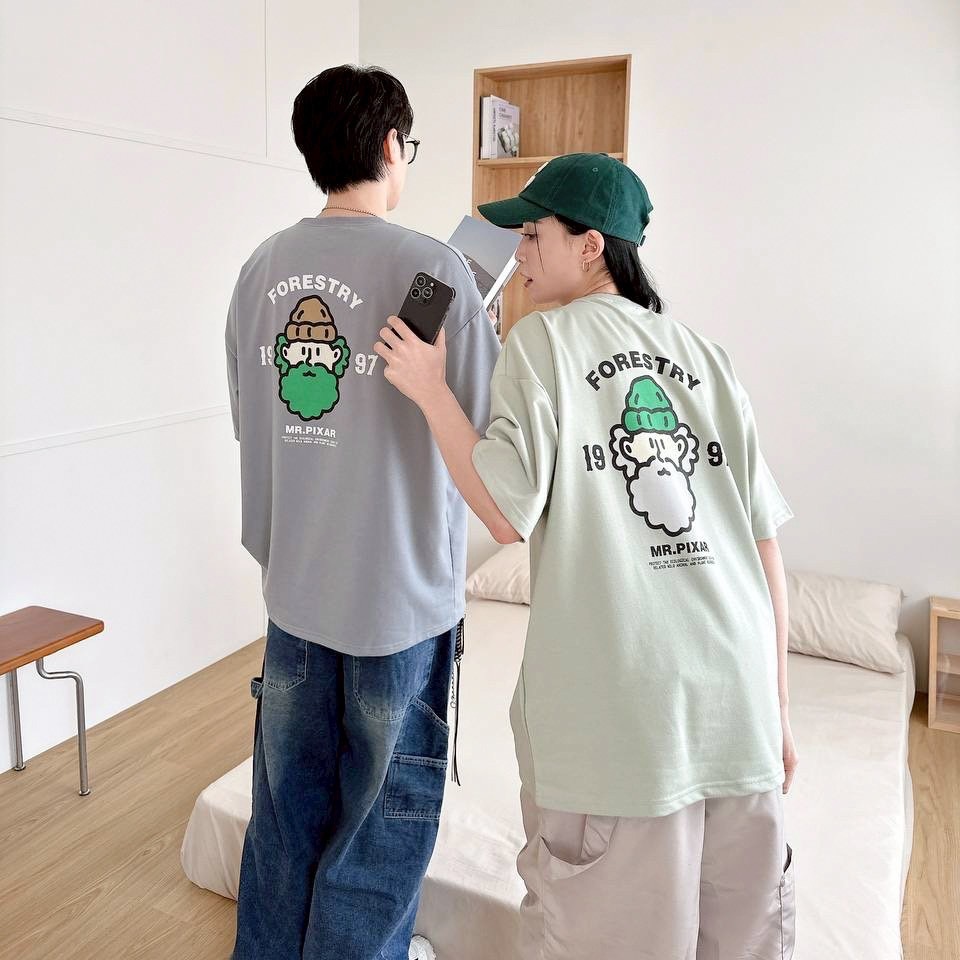 『STYLE9』鬍子叔叔棉T 1180921  卡通  春夏 寬鬆 落肩 OVERSIZE 棉T 情侶